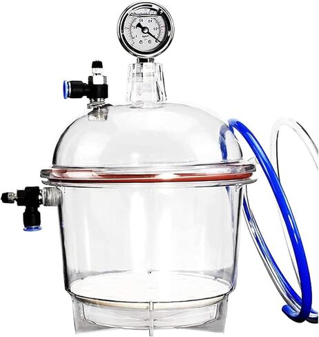 150mm Double Valve Vacuum Dryer Jar, Lab Vacuum Desiccator, with Double Valves, Pressure Gauge, Operating Ambient Temperature -25℃-120℃, for Vacuum Drying and Storage in Kuwait