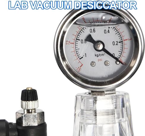 150mm Double Valve Vacuum Dryer Jar, Lab Vacuum Desiccator, with Double Valves, Pressure Gauge, Operating Ambient Temperature -25℃-120℃, for Vacuum Drying and Storage in Kuwait