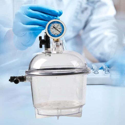 Vacuum Desiccator 150mm (5.9 inch) - Double Valves Glassware Lab Desiccator Dryer Jar for Moisture Control in Kuwait