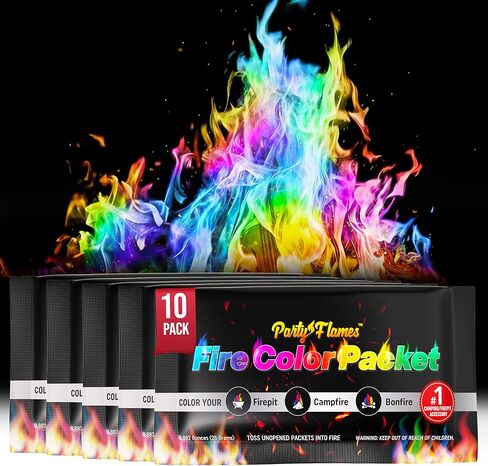 Magic Campfire Fire Color Changing Packets for Fire Pit (6 Pack) Outdoor Fireplaces & Bonfires, Rainbow Colored Flames - Perfect Camping Essential & Accessories - Must Have for Kids & Adults in Saudi Arabia