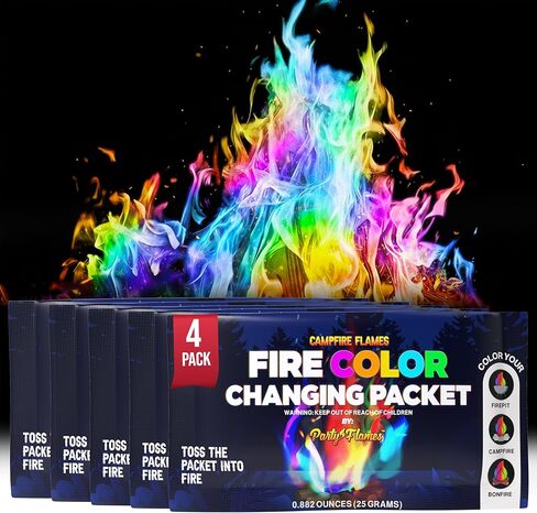 Magic Campfire Fire Color Changing Packets for Fire Pit (6 Pack) Outdoor Fireplaces & Bonfires, Rainbow Colored Flames - Perfect Camping Essential & Accessories - Must Have for Kids & Adults in Saudi Arabia