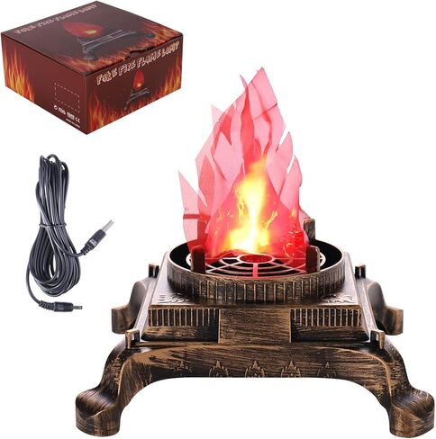 GULI Halloween 3W Prop LED Fake Fire Flame Effect Lamp Torch Night Light Artificial 3D Campfire Lamp for Christmas Festival Event Party Club Decor(6inches-Stand Led Flame Light) in Kuwait