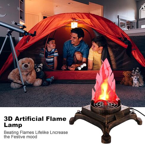 GULI Halloween 3W Prop LED Fake Fire Flame Effect Lamp Torch Night Light Artificial 3D Campfire Lamp for Christmas Festival Event Party Club Decor(6inches-Stand Led Flame Light) in Kuwait