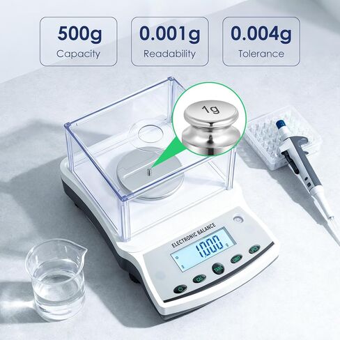 Antstone Lab Scale 500g x 0.001g Accuracy Digital Scientific 1mg Scale Laboratory Precision Analytical Balance with Windshield 001 Gram Readability Digital Jewelry Weighing Scale with 200g Weight in Kuwait