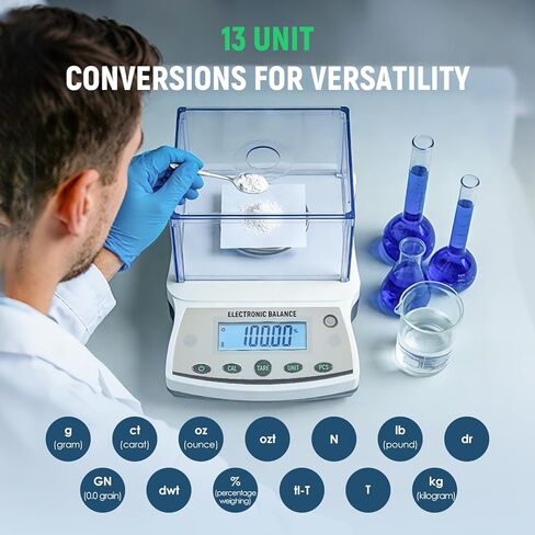 Antstone Lab Scale 500g x 0.001g Accuracy Digital Scientific 1mg Scale Laboratory Precision Analytical Balance with Windshield 001 Gram Readability Digital Jewelry Weighing Scale with 200g Weight in Kuwait