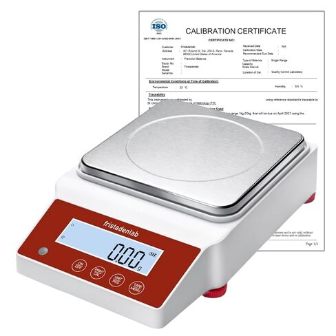 Fristaden Lab Precision Balance – 5000 g × 0.01 g High-Capacity Digital Lab Scale | Calibration Certificate, RS-232 Data Output, Stainless Steel Pan, U.S. Warranty in Saudi Arabia