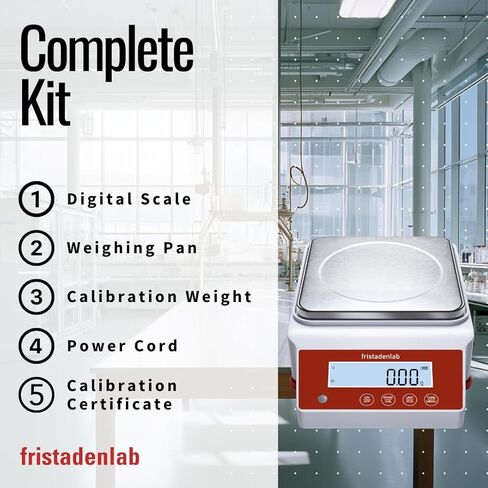 Fristaden Lab Precision Balance – 5000 g × 0.01 g High-Capacity Digital Lab Scale | Calibration Certificate, RS-232 Data Output, Stainless Steel Pan, U.S. Warranty in Saudi Arabia