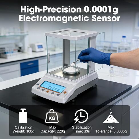 0.0001g x 220g ميزان تحليلي رقمي للمختبر 0.1mg/220g مقياس رقمي دقيق وزن دقة مقياس تحليلي علمي إلكتروني للصيدلة والمختبر ومتجر المجوهرات in Kuwait