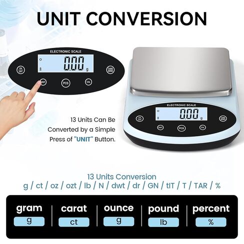 ميزان تحليلي 5000 جرام × 0.01 جرام مقياس جرام رقمي 0.01 جرام دقة مقياس مختبر دقيق 13 وحدة مقياس رقمي عالي الدقة للمختبر، وزن المجوهرات in Kuwait