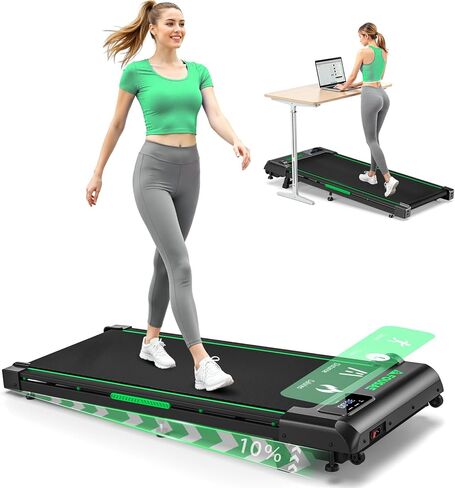 Walking Pad Treadmill, 6.2MPH Under Desk Walking Pad with 10% Incline, Treadmills for Home with Double Frame, 2.75HP Brushless Drive, 12 HIIT Programs, Remote Control, 350LBS Capacity in Kuwait