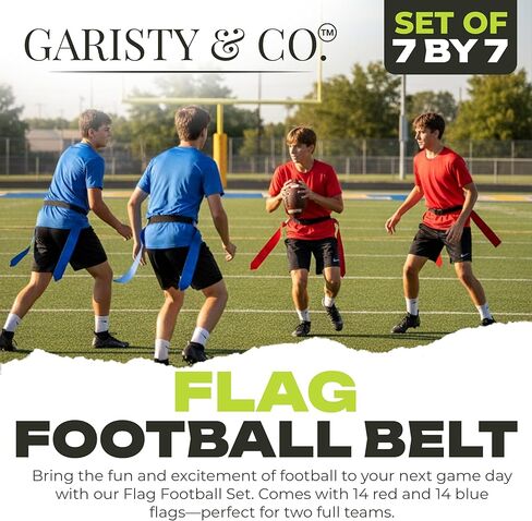 Flag Football Belts Set for 14 Players – 28 Durable Red & Blue Flags with 4 Extra Flags, Adjustable Belts & Carry Bag – Youth & Adult Flag Football Equipment for Teams, PE & Backyard Games in Saudi Arabia