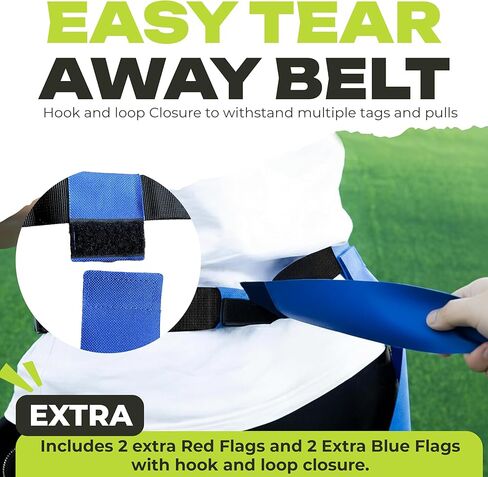 Flag Football Belts Set for 14 Players – 28 Durable Red & Blue Flags with 4 Extra Flags, Adjustable Belts & Carry Bag – Youth & Adult Flag Football Equipment for Teams, PE & Backyard Games in Saudi Arabia
