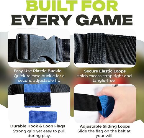 Flag Football Belts Set for 14 Players – 28 Durable Red & Blue Flags with 4 Extra Flags, Adjustable Belts & Carry Bag – Youth & Adult Flag Football Equipment for Teams, PE & Backyard Games in Saudi Arabia