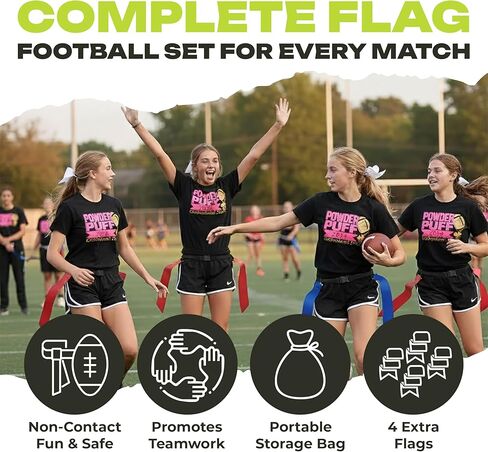 Flag Football Belts Set for 14 Players – 28 Durable Red & Blue Flags with 4 Extra Flags, Adjustable Belts & Carry Bag – Youth & Adult Flag Football Equipment for Teams, PE & Backyard Games in Saudi Arabia