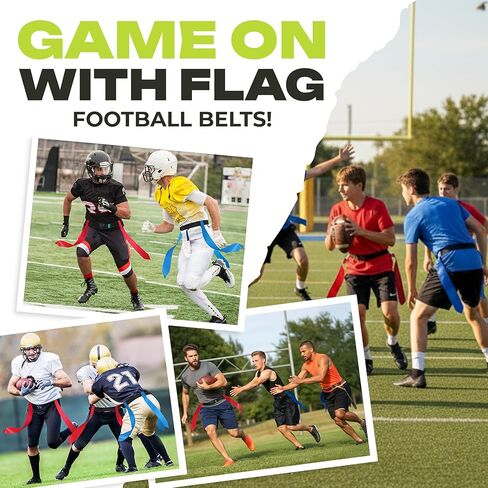 Flag Football Belts Set for 14 Players – 28 Durable Red & Blue Flags with 4 Extra Flags, Adjustable Belts & Carry Bag – Youth & Adult Flag Football Equipment for Teams, PE & Backyard Games in Saudi Arabia