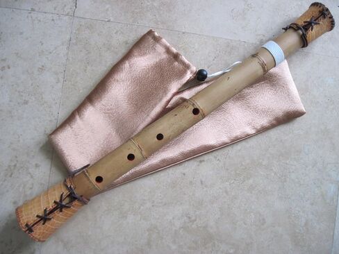 1.8 Pentatonic Shakuhachi w/o. Root End 5 Holes -- KINKO voicing hole w. buffalo Horn Flake inlet - Traditional Zen Instrument w. Leather mouthpiece & root end protection cap in Saudi Arabia