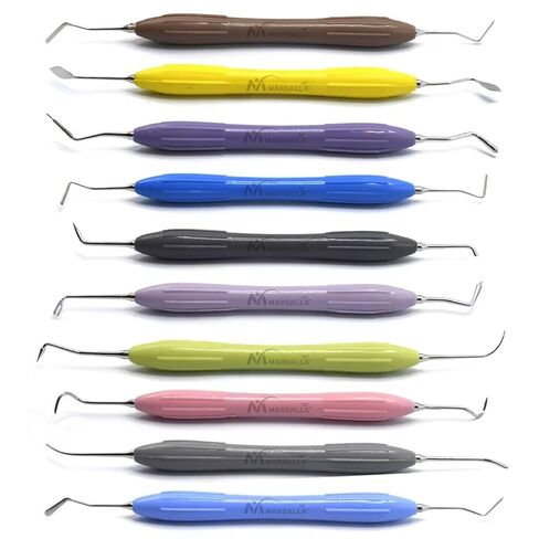 Set of 10 Dental Composite Placement Filling Instruments Silicone Handle Restoration Plugger/Spatula Appling Condensing Resin Tooth Restoration Set in Kuwait