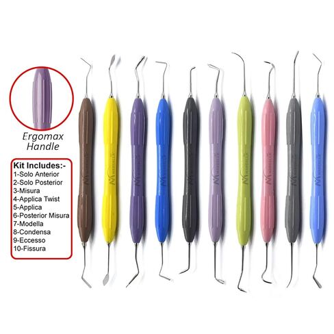 Set of 10 Dental Composite Placement Filling Instruments Silicone Handle Restoration Plugger/Spatula Appling Condensing Resin Tooth Restoration Set in Kuwait