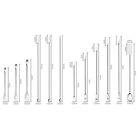 12Pcs Stainless Steel Lab Spatula, Laboratory Tiny Mixing Spatula Laboratory Sampling Spoon Micro Scoop Set for Gel Powder Cap Filler in Saudi Arabia