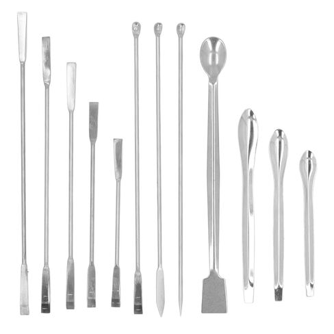 12Pcs Stainless Steel Lab Spatula, Laboratory Tiny Mixing Spatula Laboratory Sampling Spoon Micro Scoop Set for Gel Powder Cap Filler in Saudi Arabia