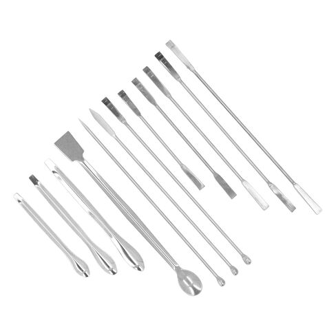 12Pcs Stainless Steel Lab Spatula, Laboratory Tiny Mixing Spatula Laboratory Sampling Spoon Micro Scoop Set for Gel Powder Cap Filler in Saudi Arabia