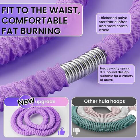 طوق مرجح مطور للبالغين - طوق لياقة ربيعي ناعم بوزن 3.3 رطل لفقدان الوزن - طوق تمرين قابل للطي للمبتدئين والاستخدام المنزلي أثناء السفر in Kuwait
