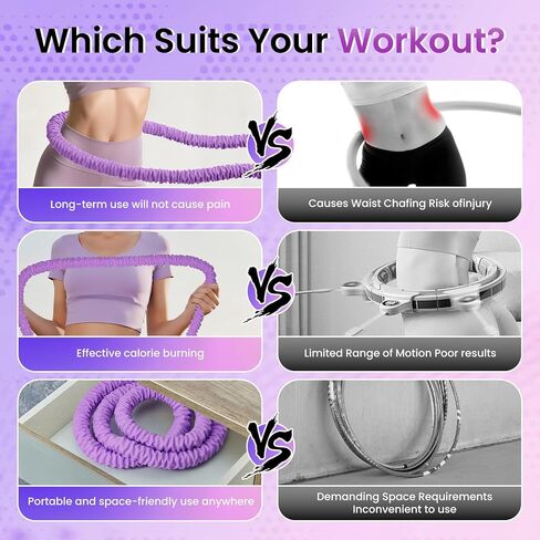 طوق مرجح مطور للبالغين - طوق لياقة ربيعي ناعم بوزن 3.3 رطل لفقدان الوزن - طوق تمرين قابل للطي للمبتدئين والاستخدام المنزلي أثناء السفر in Kuwait