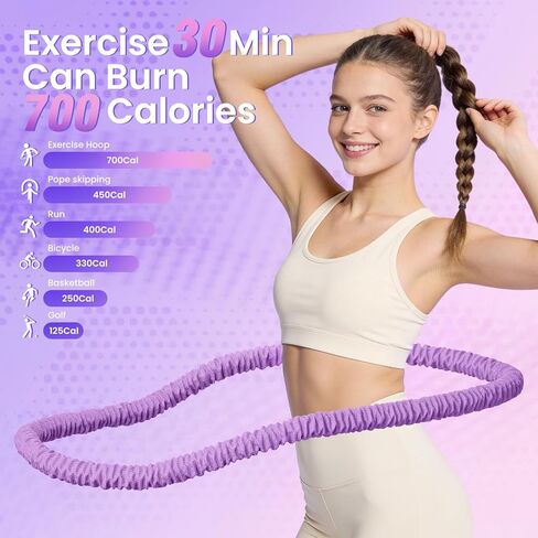 طوق مرجح مطور للبالغين - طوق لياقة ربيعي ناعم بوزن 3.3 رطل لفقدان الوزن - طوق تمرين قابل للطي للمبتدئين والاستخدام المنزلي أثناء السفر in Kuwait