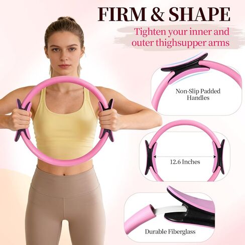Pilates Kit for Women,17PCS Home Pilate Equipment Essentials, 12.6" Pilates Ring Ball Set with Resistance Bands, Ankle Weights, Sliders,Thigh Trainer, Yoga Strap,Socks Accessories for Home Workout in Kuwait