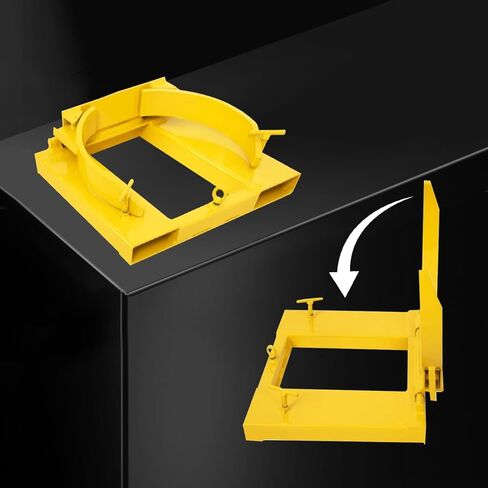 Drum Grabber 1500lbs Capacity Single Fork Mounted Drum Gripper, Hinged Folding Arm Design for 55 Gallon Drums up to 22.4" Diameter, Yellow in Saudi Arabia