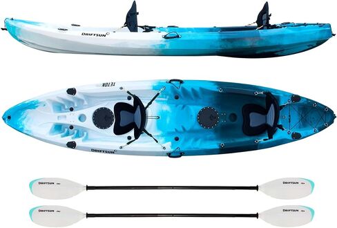 DRIFTSUN Teton 120 Hard Shell Kayak، 2 أو 3 أشخاص يجلسون على قمة قوارب الصيد مع مقعدين مبطنين من مادة EVA in Saudi Arabia