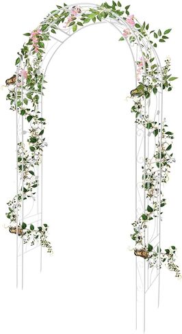 Metal Garden Arch Trellis for Climbing Plants Outdoor, Garden Arbors and Arches, Wedding Arch Frame Archway for Balloons Christmas Party Decoration, White in Saudi Arabia