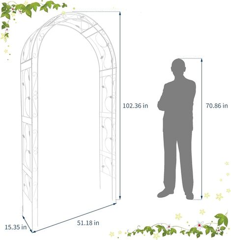Metal Garden Arch Trellis for Climbing Plants Outdoor, Garden Arbors and Arches, Wedding Arch Frame Archway for Balloons Christmas Party Decoration, White in Saudi Arabia