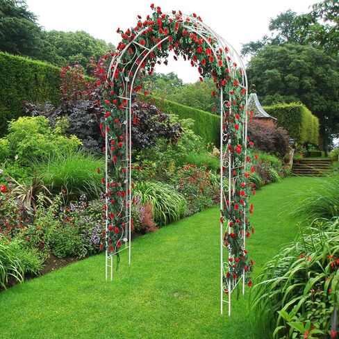 Metal Garden Arch Trellis for Climbing Plants Outdoor, Garden Arbors and Arches, Wedding Arch Frame Archway for Balloons Christmas Party Decoration, White in Saudi Arabia