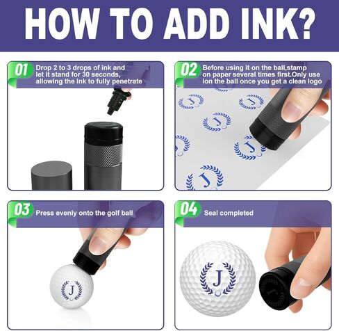 Personalized Golf Ball Stamp 17mm Larger Custom Logo Marker Waterproof Golf Ball Stamper Tool with Leak-Proof Ink Bottle and Manual Gift to Men Golfers Dad Husband in Saudi Arabia