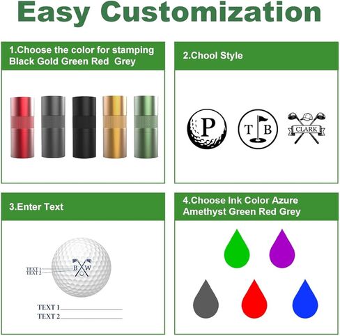 Personalized Golf Ball Stamp 17mm Larger Custom Logo Marker Waterproof Golf Ball Stamper Tool with Leak-Proof Ink Bottle and Manual Gift to Men Golfers Dad Husband in Saudi Arabia
