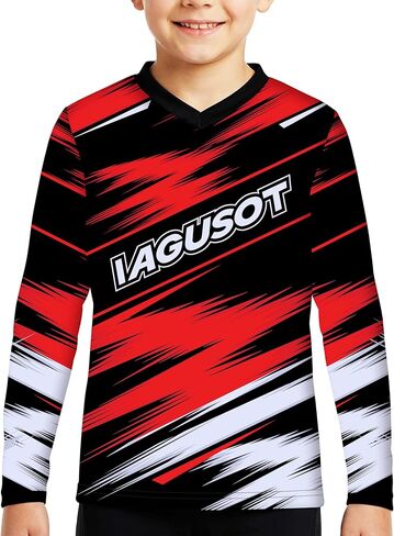 Youth Long Sleeve Dirt Bike Jersey, Kids Motocross Shirt Loose Fit Quick Dry for MX BMX Offroad Mountain Biking in Saudi Arabia