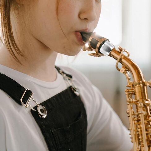 مشبك معدني من Luxshiny Alto Saxophone بمشبك معدني فضي اللون لقطعة الفم ألتو ساكس، ملحق الساكسفون مناسب لآلات الرياح وأداء الموسيقى in Kuwait