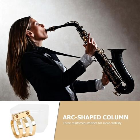 Zerodeko Saxophone Reed Clip Ligature Brass Clamp with Abs Case, Alto Saxophone Accessory for Secure Reed Fixing and Mouthpiece Stability in Saudi Arabia