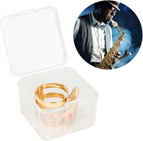 Zerodeko Saxophone Reed Clip Ligature Brass Clamp with Abs Case, Alto Saxophone Accessory for Secure Reed Fixing and Mouthpiece Stability in Saudi Arabia