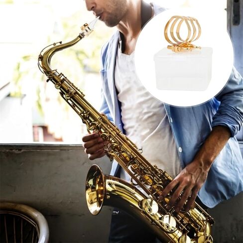 Zerodeko Saxophone Reed Clip Ligature Brass Clamp with Abs Case, Alto Saxophone Accessory for Secure Reed Fixing and Mouthpiece Stability in Saudi Arabia