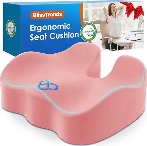 وسادة مقعد في BlissTrends ، وسائد رغوة الذاكرة السميكة لكرسي المكتب ، ومقعد السيارة ، والطائرة ، وتخلي عن عظام النياثة ذيل الضغط على آلام الظهر للعاملين في المكاتب طويلة ، وسائقي السيارات 4.7 بوصة أسود سميك in Kuwait