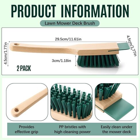 2 Pcs Heavy Duty Scrubbing Brush Stiff Bristle Brush with Wood Handle and Scraper for Lawn Mower Deck Scraper Cleaning Outdoor Boot Scrub Brushes in Saudi Arabia