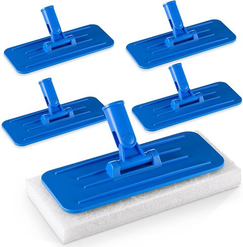 Maxdot 5 Pcs Utility Pad Holder 9" x 3.75" Threaded Swivel Universal Cleaning Scrub Pad Holder for 4.5" x 10" Multipurpose Cleaning Brush Mat Compatible with Threaded Handles (Blue) in Saudi Arabia