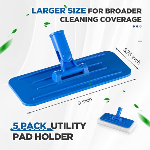 Maxdot 5 Pcs Utility Pad Holder 9" x 3.75" Threaded Swivel Universal Cleaning Scrub Pad Holder for 4.5" x 10" Multipurpose Cleaning Brush Mat Compatible with Threaded Handles (Blue) in Saudi Arabia