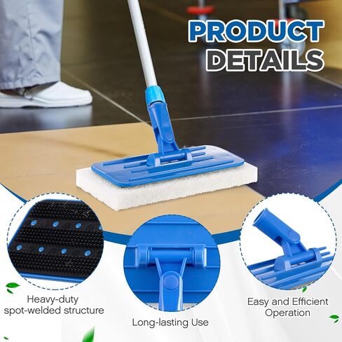 Maxdot 5 Pcs Utility Pad Holder 9" x 3.75" Threaded Swivel Universal Cleaning Scrub Pad Holder for 4.5" x 10" Multipurpose Cleaning Brush Mat Compatible with Threaded Handles (Blue) in Saudi Arabia