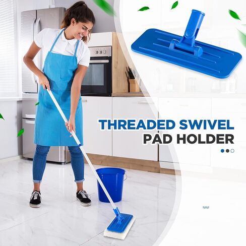 Maxdot 5 Pcs Utility Pad Holder 9" x 3.75" Threaded Swivel Universal Cleaning Scrub Pad Holder for 4.5" x 10" Multipurpose Cleaning Brush Mat Compatible with Threaded Handles (Blue) in Saudi Arabia