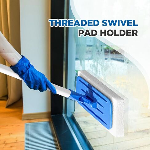 Maxdot 5 Pcs Utility Pad Holder 9" x 3.75" Threaded Swivel Universal Cleaning Scrub Pad Holder for 4.5" x 10" Multipurpose Cleaning Brush Mat Compatible with Threaded Handles (Blue) in Saudi Arabia