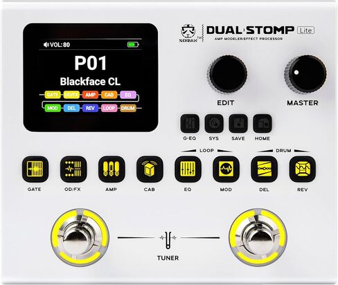 SORAN JME-02 Dual Stomp Lite Multi-Effects Guitar Pedal, Portable Guitar Pedal with 125 Effects, 99 Presets, 10 Effect Modules, 100 Drum Rhythms, 40s Looper, 20 IR/NAM Slots, USB Audio Interface in Saudi Arabia