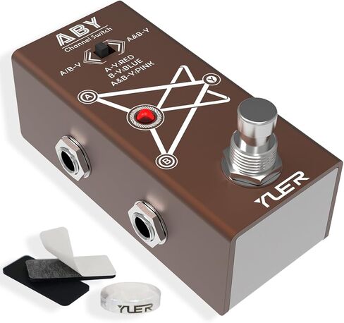 دواسة تأثير الجيتار من ABY Box Line Selector AB للجيتار الكهربائي/الجهير مع غطاء ألومنيوم لمفتاح القدم - تجاوز حقيقي AB-Y in Kuwait